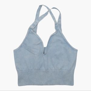 Light Blue Washed Free People Good Karma Crop #1